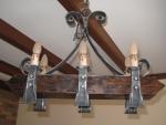 Hanglamp hout met staal (zie foto)