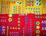 Quiltstof met alfabetten