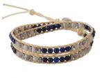 Wrap armband met lapis lazuli en howliet kralen